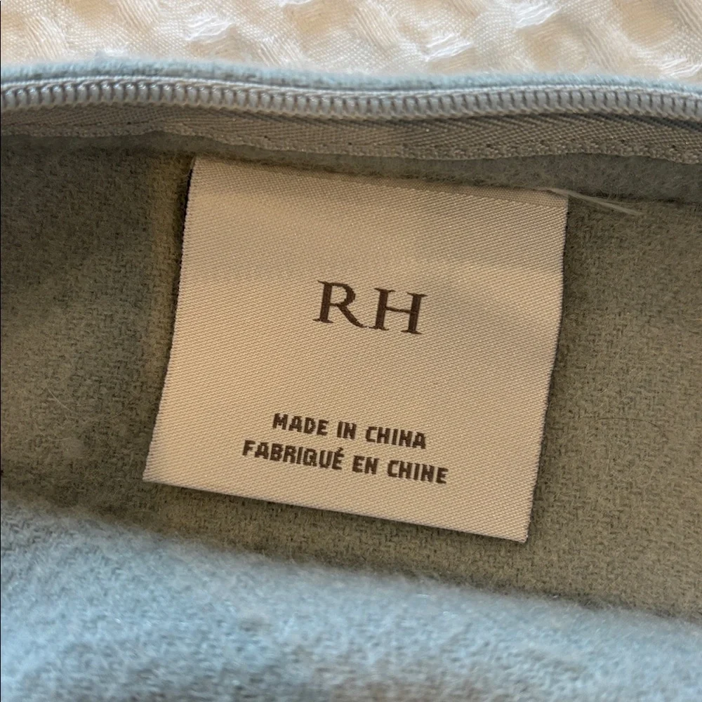 Restoration Hardware (2) Cashmere Throw Pillow Covers Zip Soft Blue 23” x 23” RH